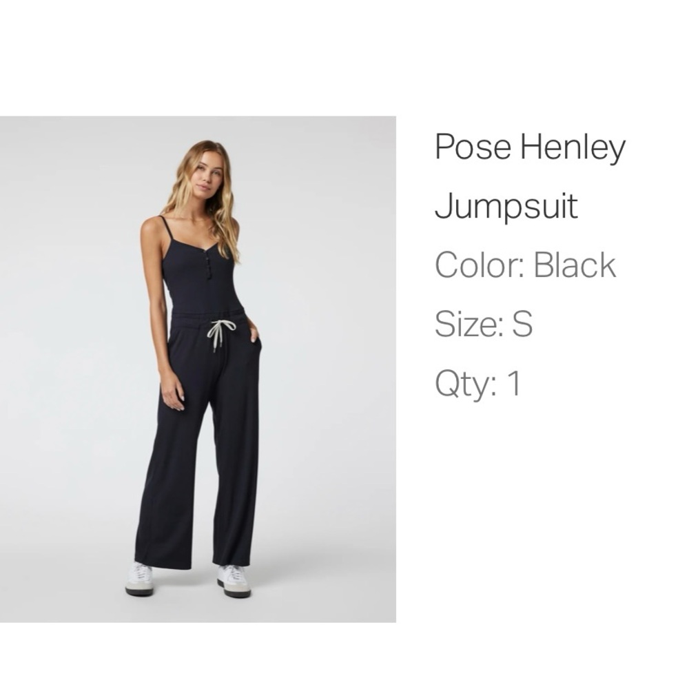 Vuori Black Pose Henley Jumpsuit
